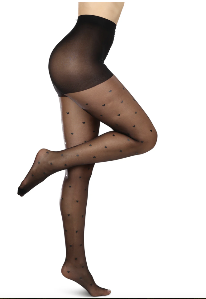 Collants en nylon avec motifs cœurs - ME MOI