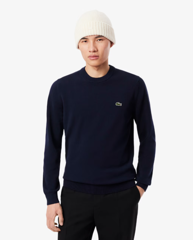 Pull à col rond en coton biologique uni - LACOSTE - AH1985 - LACOSTE