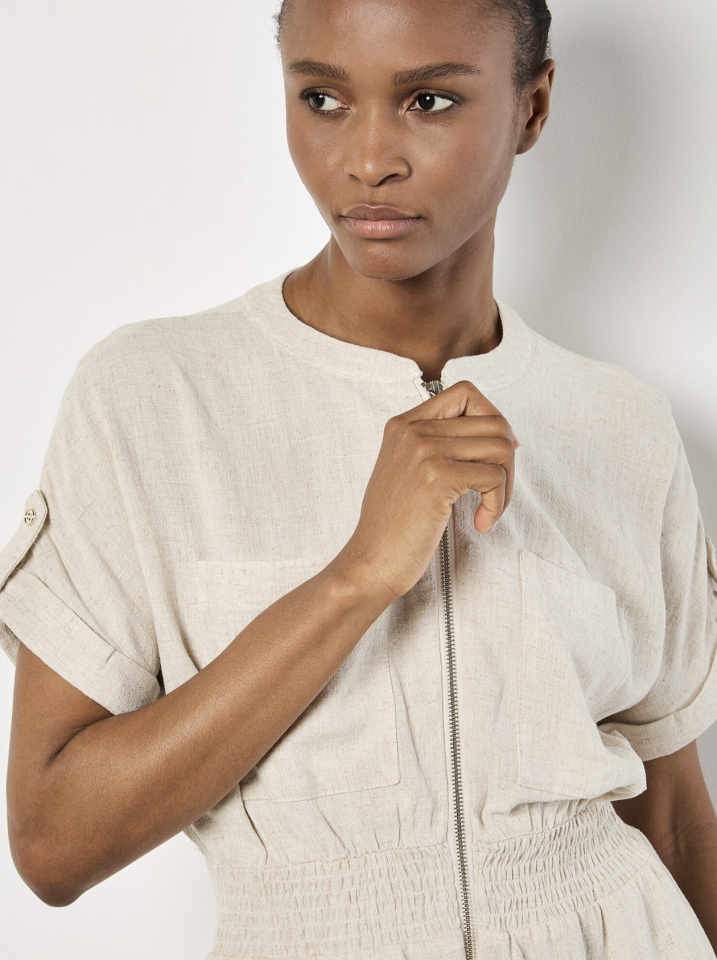 Robe Utility en Mélange de Lin - APRICOT 