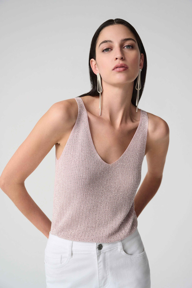 Camisole en tricot métallique avec strass -– JOSEPH RIBKOFF