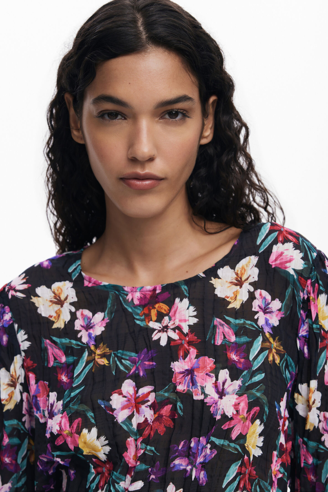 Blouse plissée à fleurs - DESIGUAL