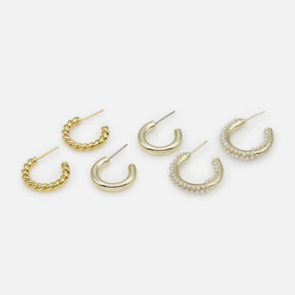 Trio de boucles d'oreilles anneaux dorés - BIZOU - PL251E013GL - Bizou