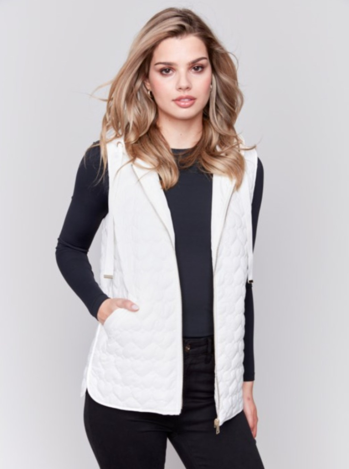 Veste sans manches avec capuche - CHARLIE B - C6322 - Charlie B