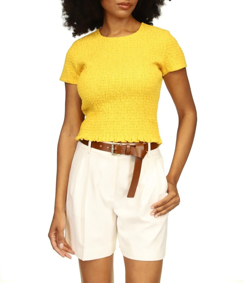 T-shirt encolure ronde à tissu froncée - MICHAEL KORS - MT451EVD - Michael Kors