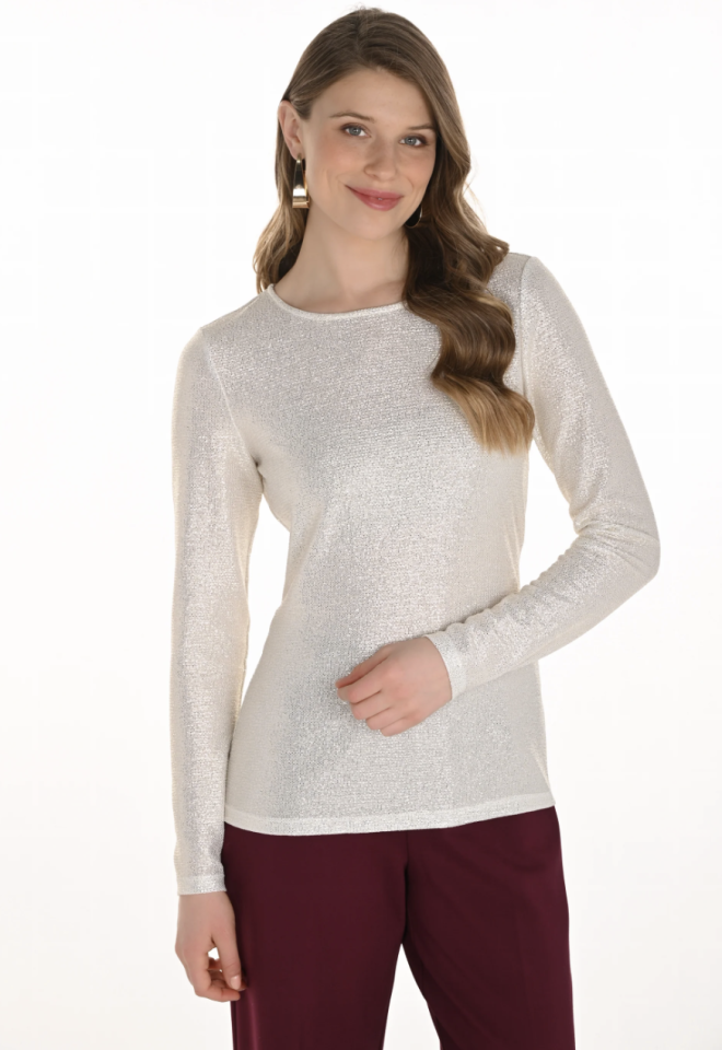 Haut en tricot blanc et doré - FRANK LYMAN - 254351 - Frank Lyman