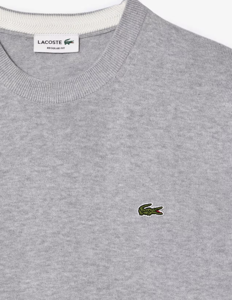 Pull à col rond en coton biologique uni - LACOSTE