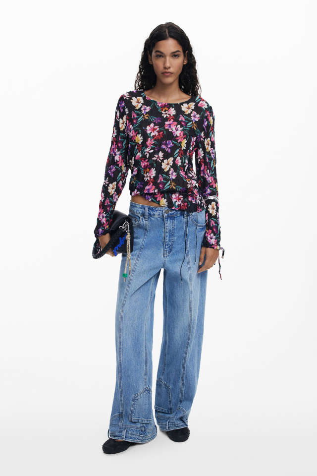 Blouse plissée à fleurs - DESIGUAL