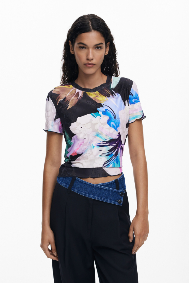 T-shirt à fleurs texturée - DESIGUAL - 25WWTK52 - Desigual