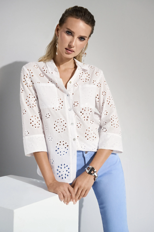 Chemise en coton brodé à œillets - JOSEPH RIBKOFF - 252928 - Joseph Ribkoff