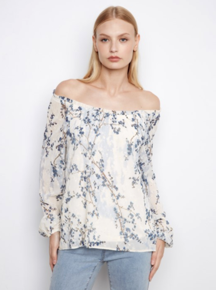 Blouse à broderie anglaise off-shoulder - CHARLIE B - C4682 - Charlie B