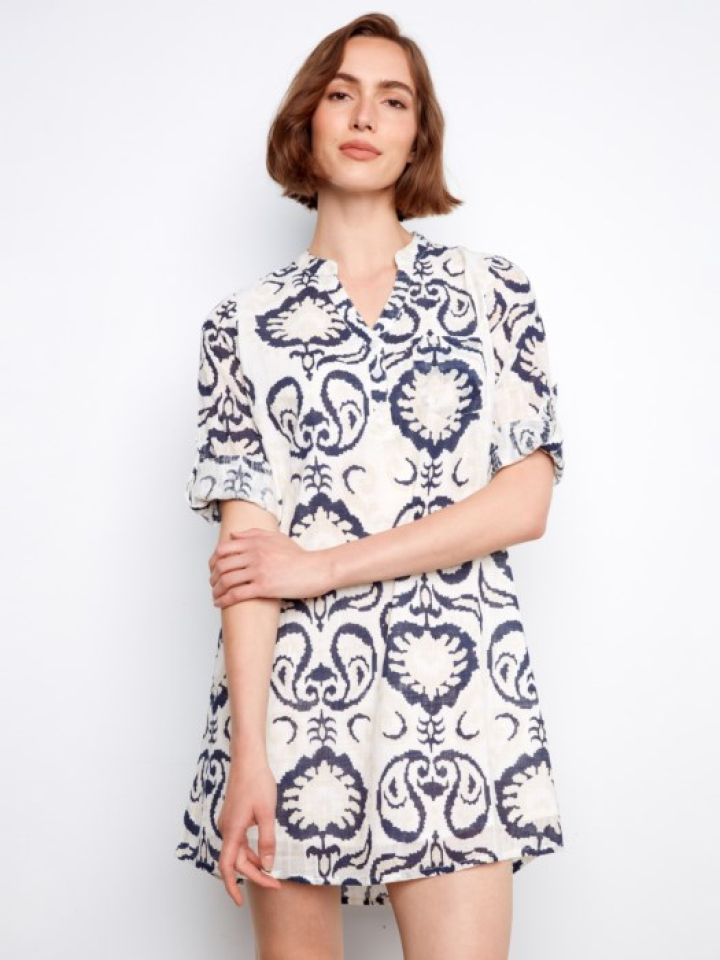 Robe-chemise Henley imprimée en coton mélangé – CHARLIE B