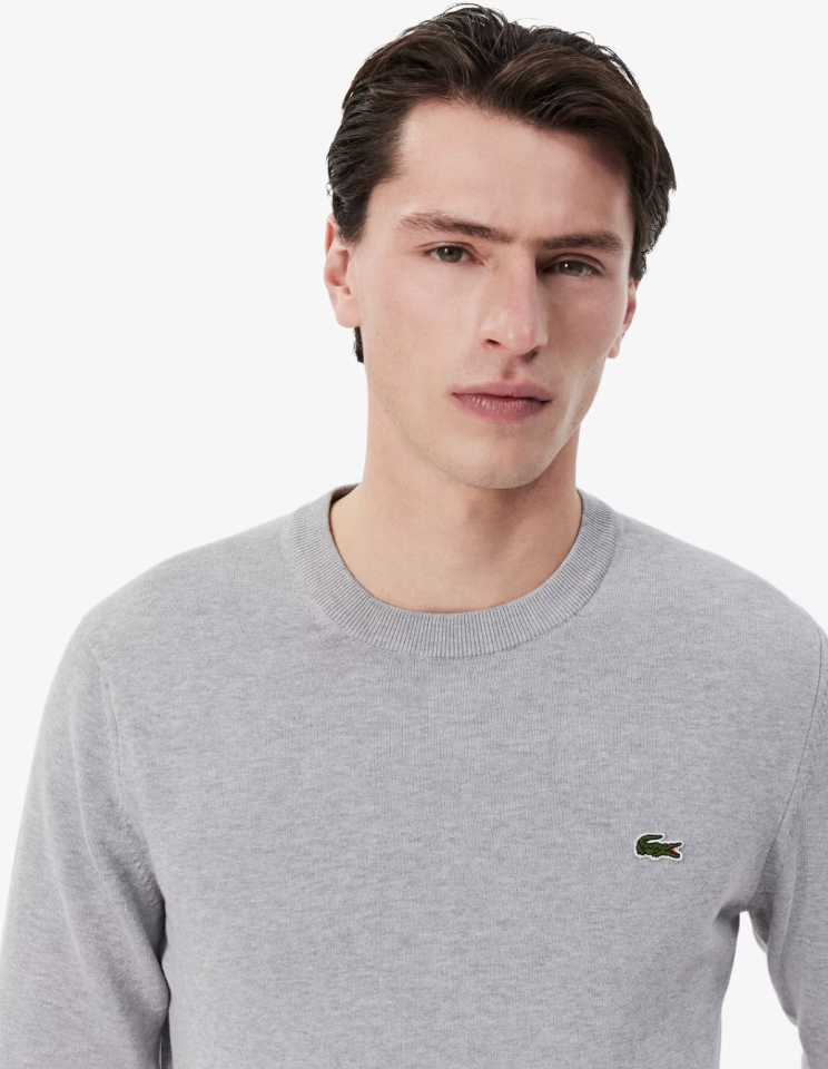 Pull à col rond en coton biologique uni - LACOSTE