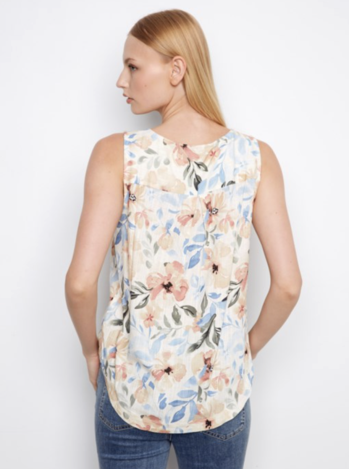 Camisole en lin imprimée à ourlet arrondi - CHARLIE B 