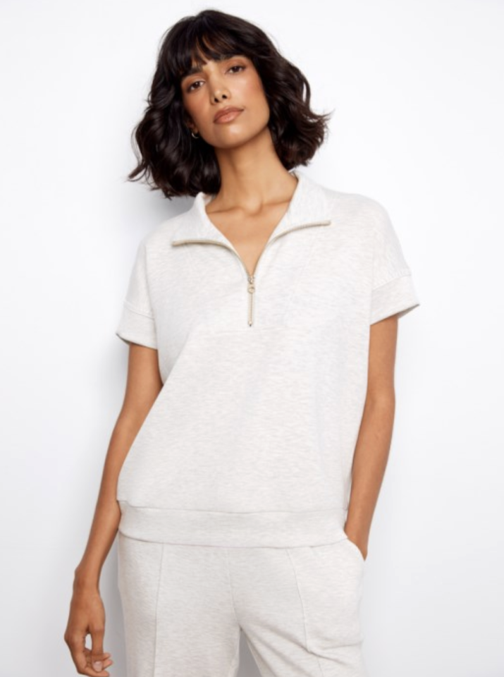 Haut demi-zip et surpiqûres décoratives - CHARLIE B - C1445 - Charlie B