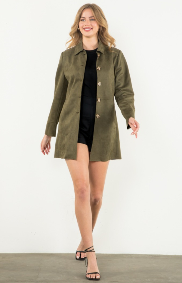 Veste longue en daim femme sale