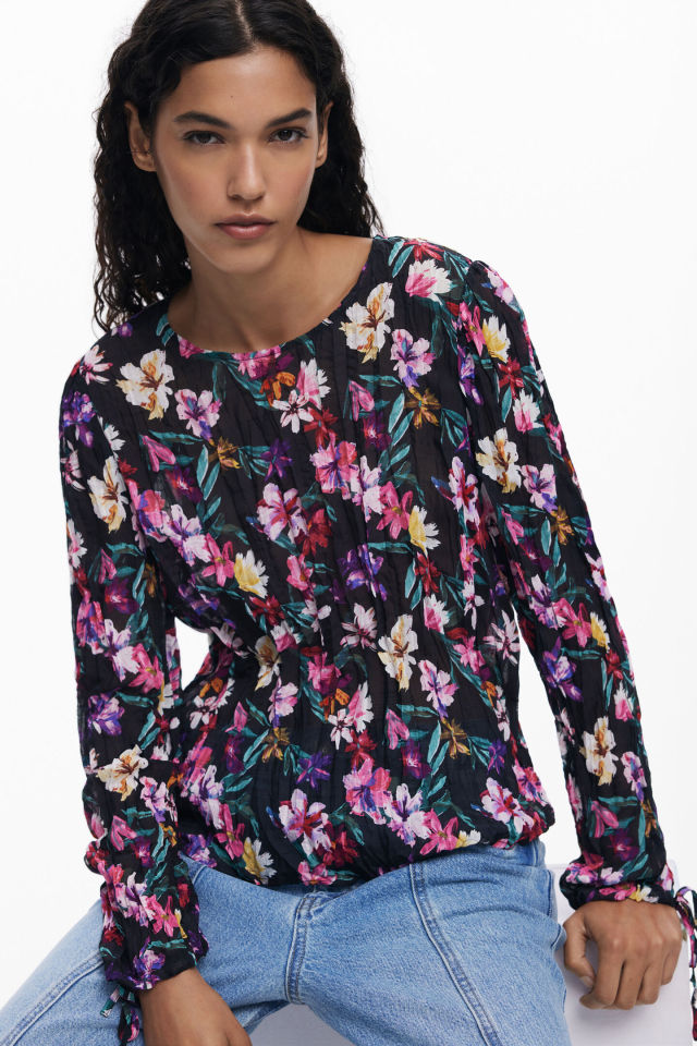 Blouse plissée à fleurs - DESIGUAL