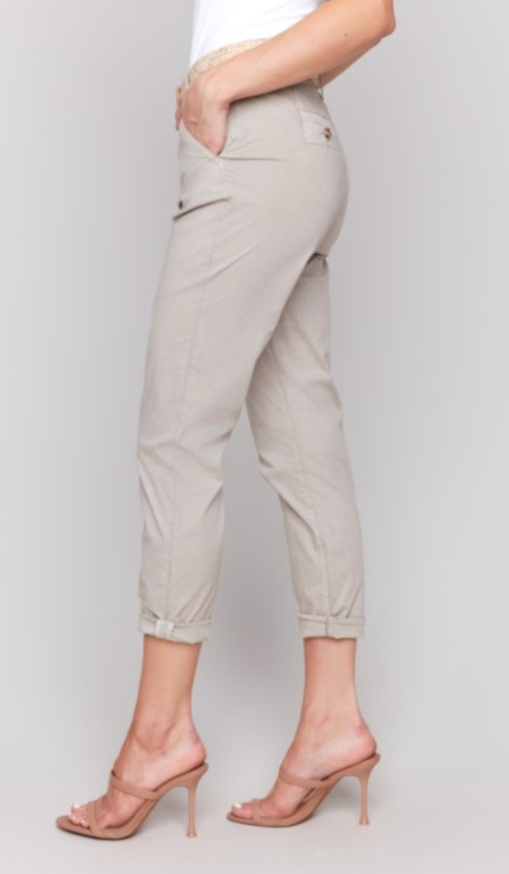 Pantalon ajusté avec ceinture- CHARLIE B 