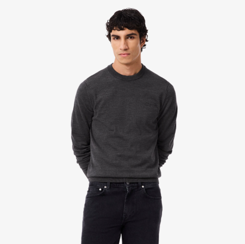 Pull à col rond en laine mérinos unie - LACOSTE - AH1969 - LACOSTE