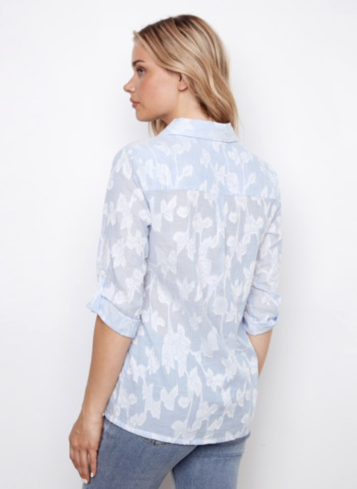 Blouse à rayures teintes avec broderies - CHARLIE B 