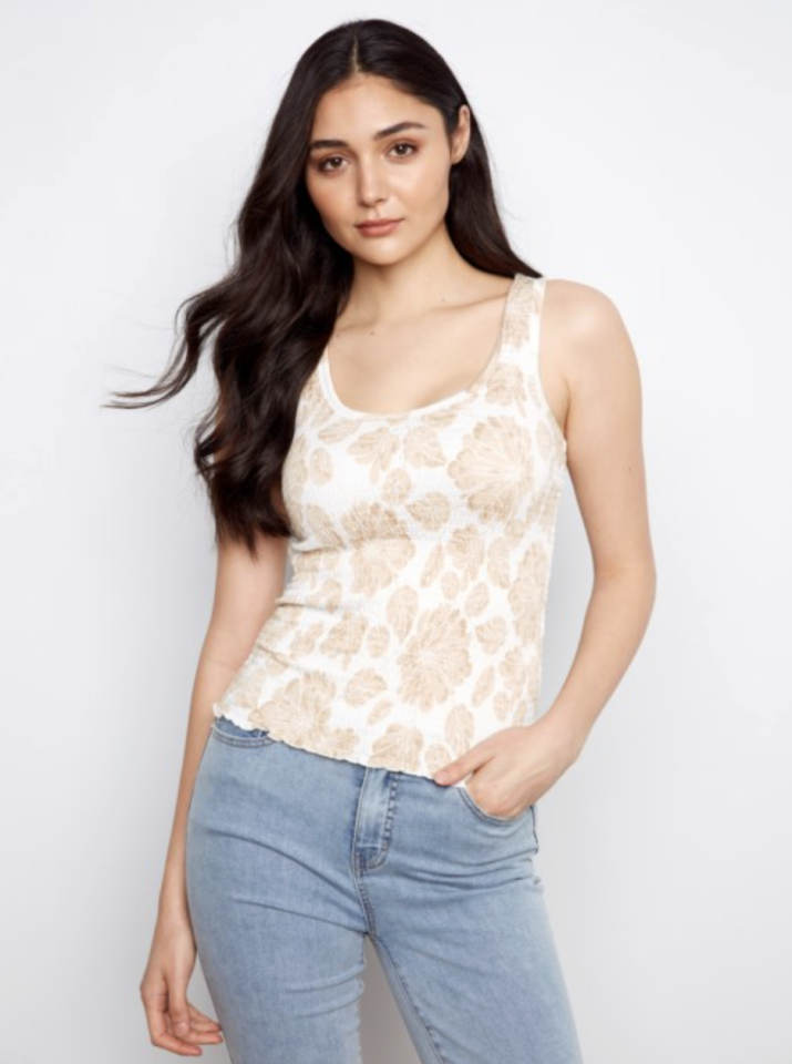 Camisole imprimée à smocks - CHARLIE B - C1444PK - Charlie B