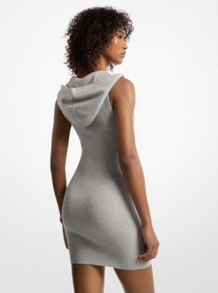 Robe à capuchon en viscose extensible côtelée - MICHAEL KORS