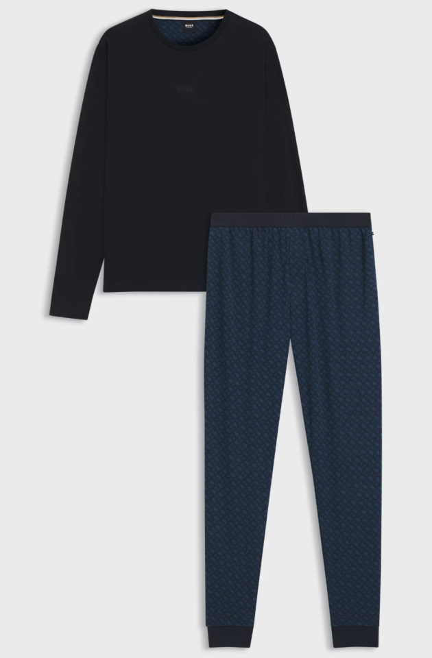 Ensemble pyjama en coton avec monogrammes et logos - HUGO BOSS - 50550494 - Hugo Boss