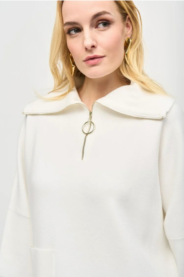 Pull col zippé en jacquard - JOSEPH RIBKOFF