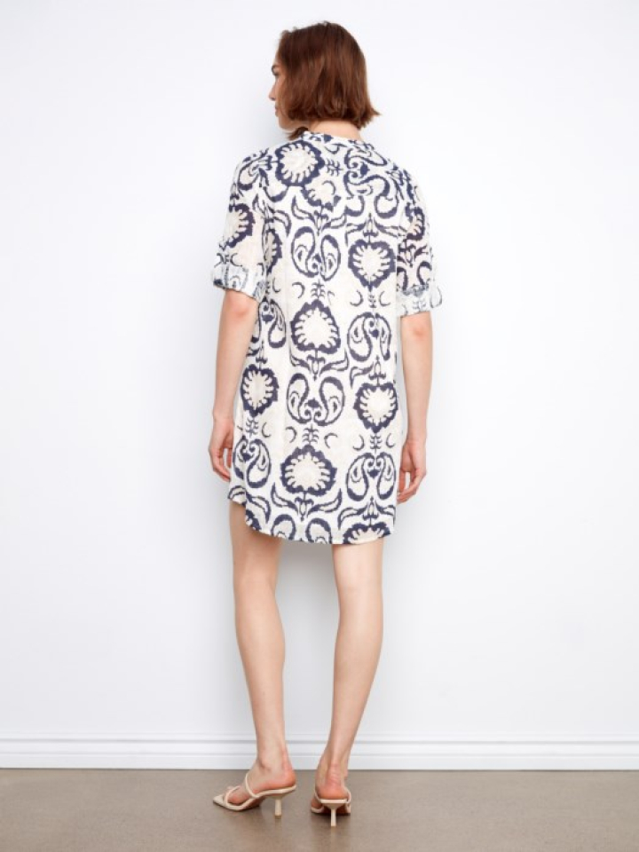 Robe-chemise Henley imprimée en coton mélangé – CHARLIE B