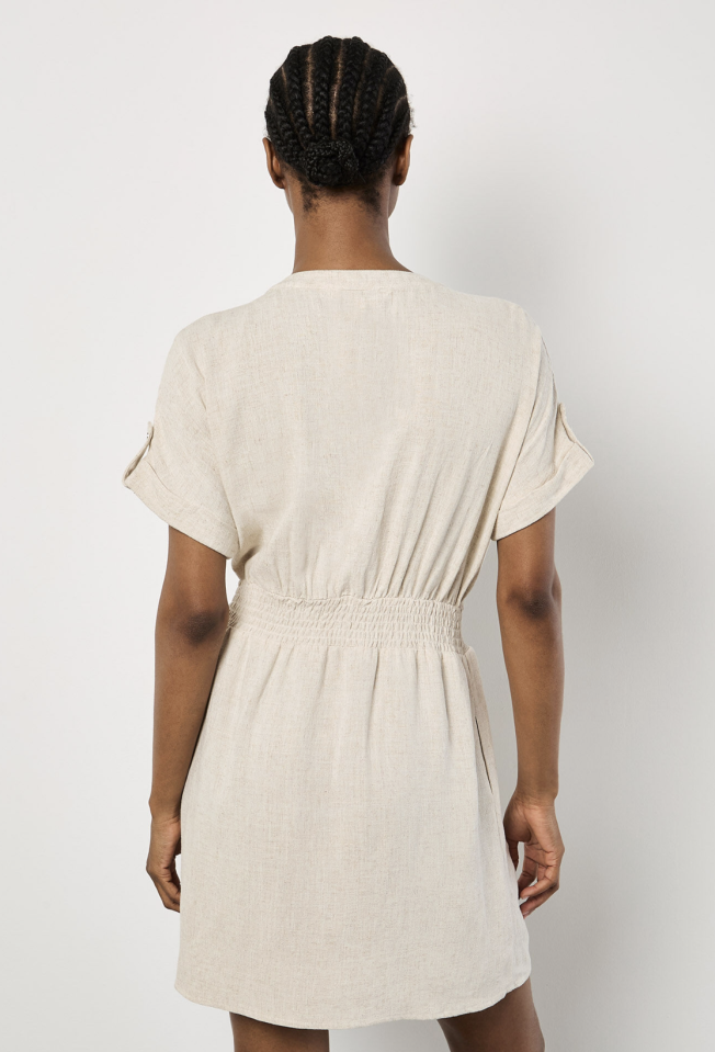 Robe Utility en Mélange de Lin - APRICOT 