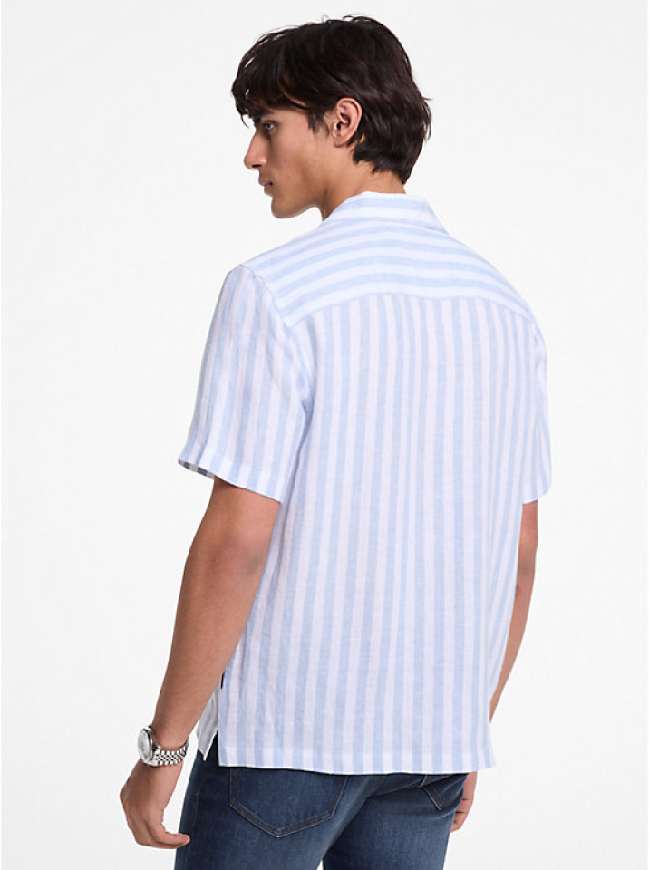 Chemise en mélange de lin et de coton à rayures - MICHAEL KORS 