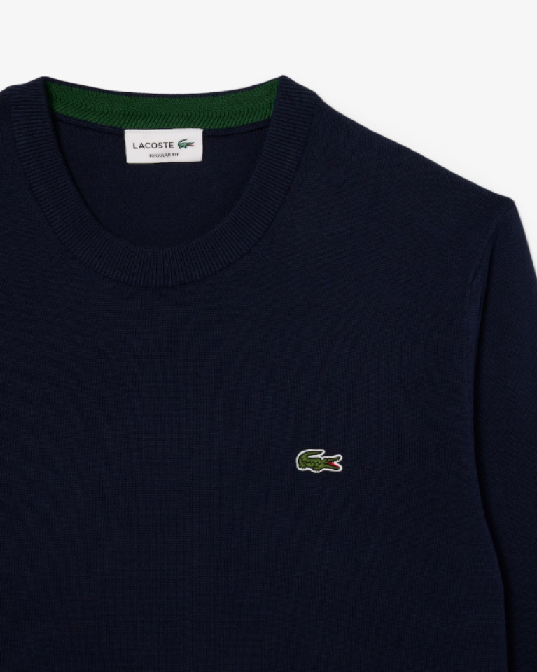 Pull à col rond en coton biologique uni - LACOSTE