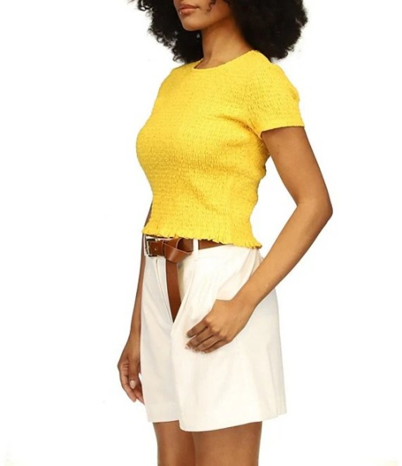 T-shirt encolure ronde à tissu froncée - MICHAEL KORS 
