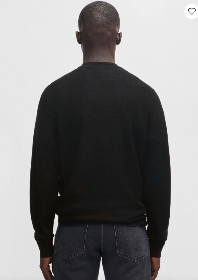 Pull en coton et cachemire avec patch logoté- HUGO BOSS 