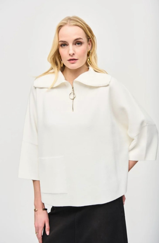 Pull col zippé en jacquard - JOSEPH RIBKOFF - 243954 - Joseph Ribkoff