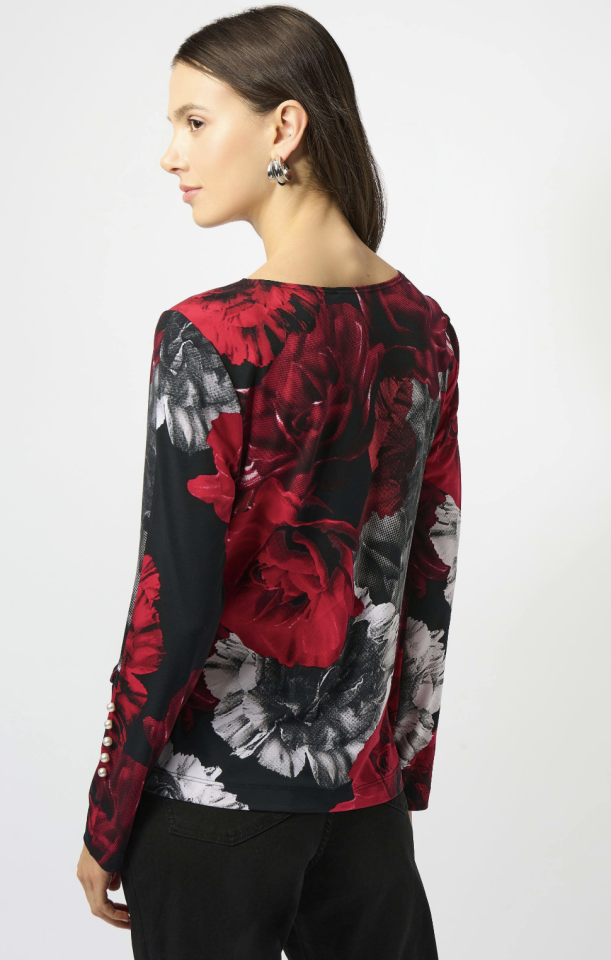 Haut ajusté en tricot soyeux à imprimé floral - JOSEPH RIBKOFF 