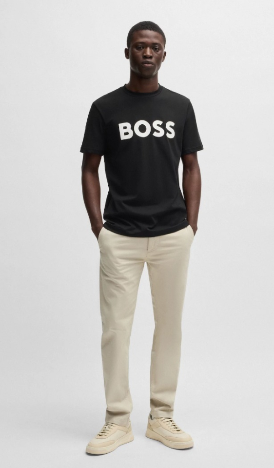 T-shirt en jersey de coton avec logo - HUGO BOSS