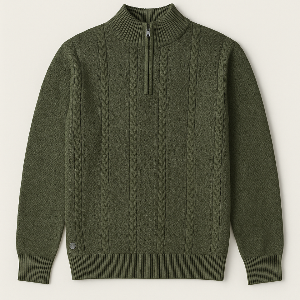 Tricot torsadé à col 1/4 zip - POINT ZERO - 7563699 - POINT ZERO