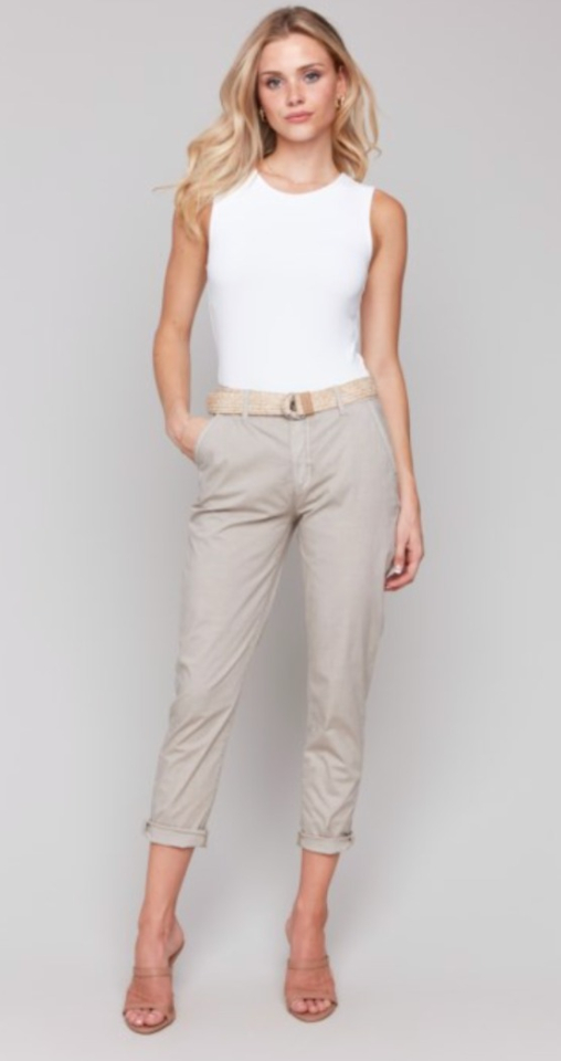 Pantalon ajusté avec ceinture- CHARLIE B 