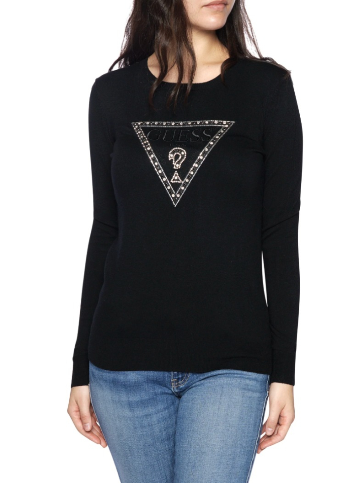 Chandail manches longues avec logo perlés - GUESS