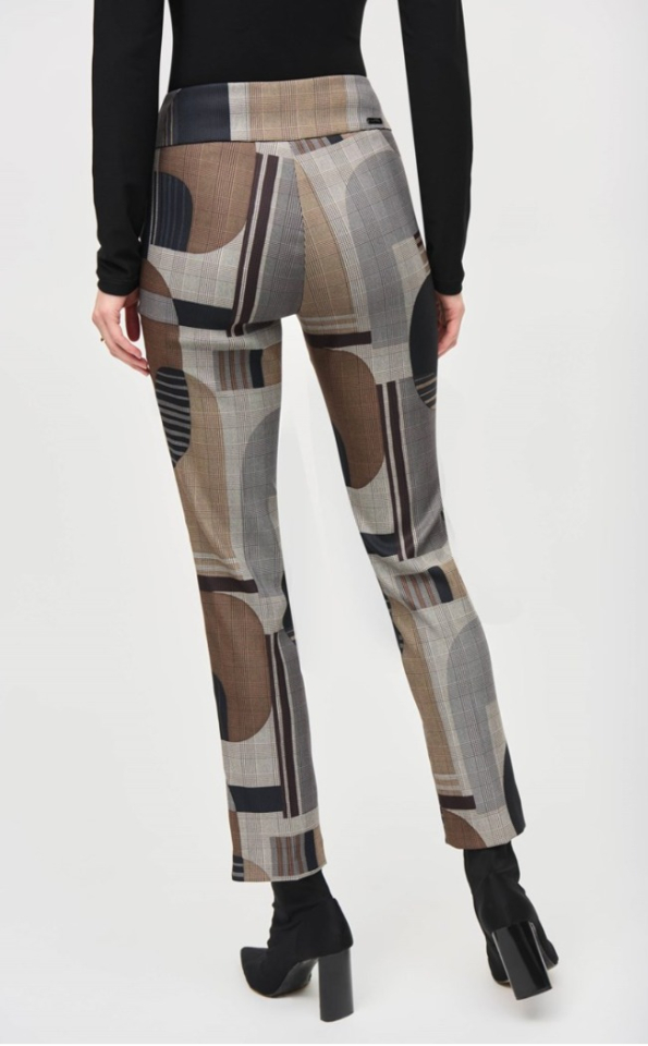 Pantalon droit à enfiler à imprimé abstrait Jacquard - JOSEPH RIBKOFF