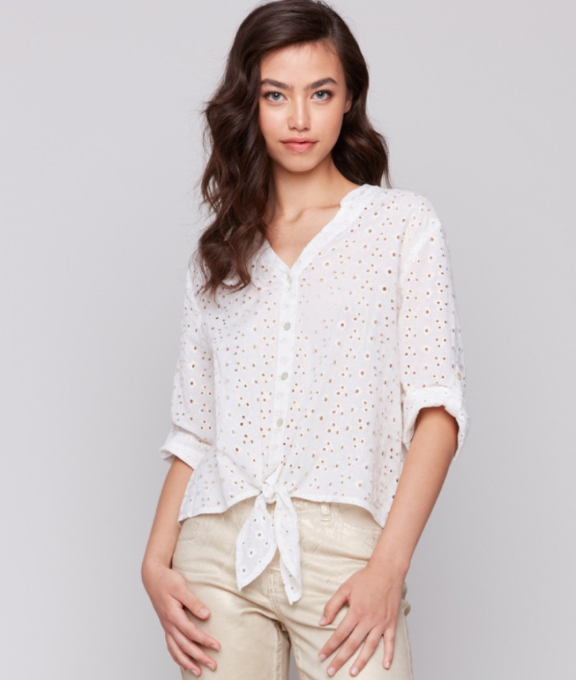 Blouse en coton brodée - CHARLIE B - C4467PR - Charlie B