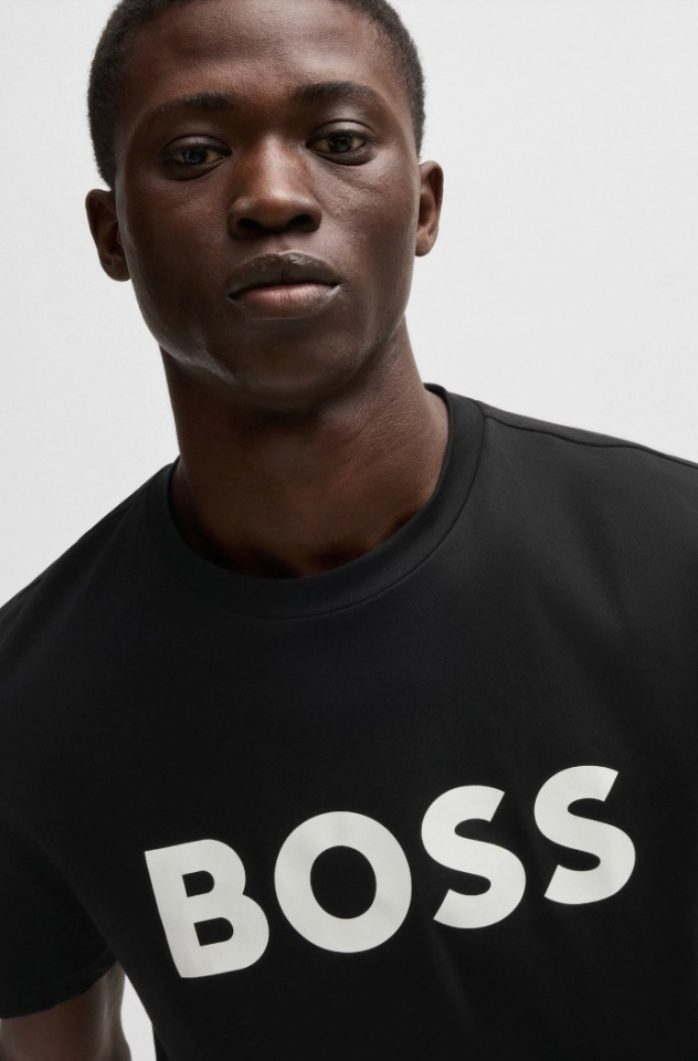 T-shirt en jersey de coton avec logo - HUGO BOSS