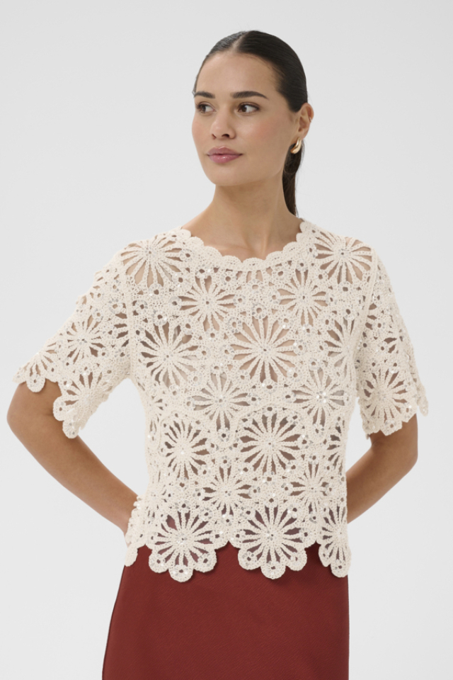 Top Callista tricot à sequins – KAFFE - 10511957 - KAFFE