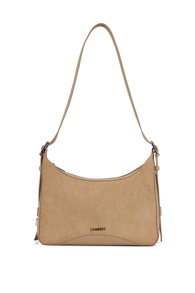 Sac à main 2-en-1 Audrey en cuir vegan - LAMBERT - AUDREY-BEIGE-SUER - LAMBERT