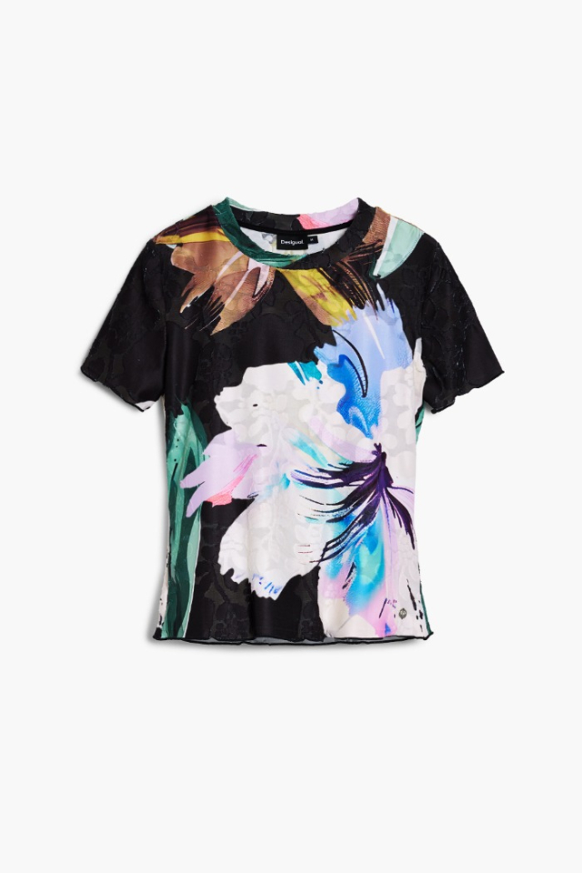 T-shirt à fleurs texturée - DESIGUAL