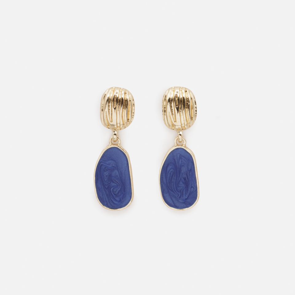 Boucles d'oreilles dorées breloque bleue - BIZOU - E040GL - Bizou