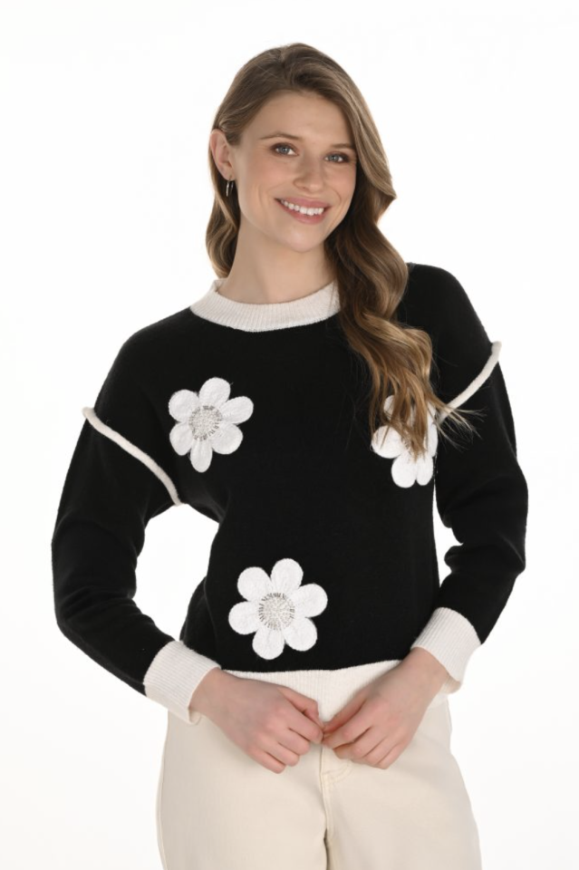 Tricot Floral Contrasté - FRANK LYMAN - 254912 - Frank Lyman