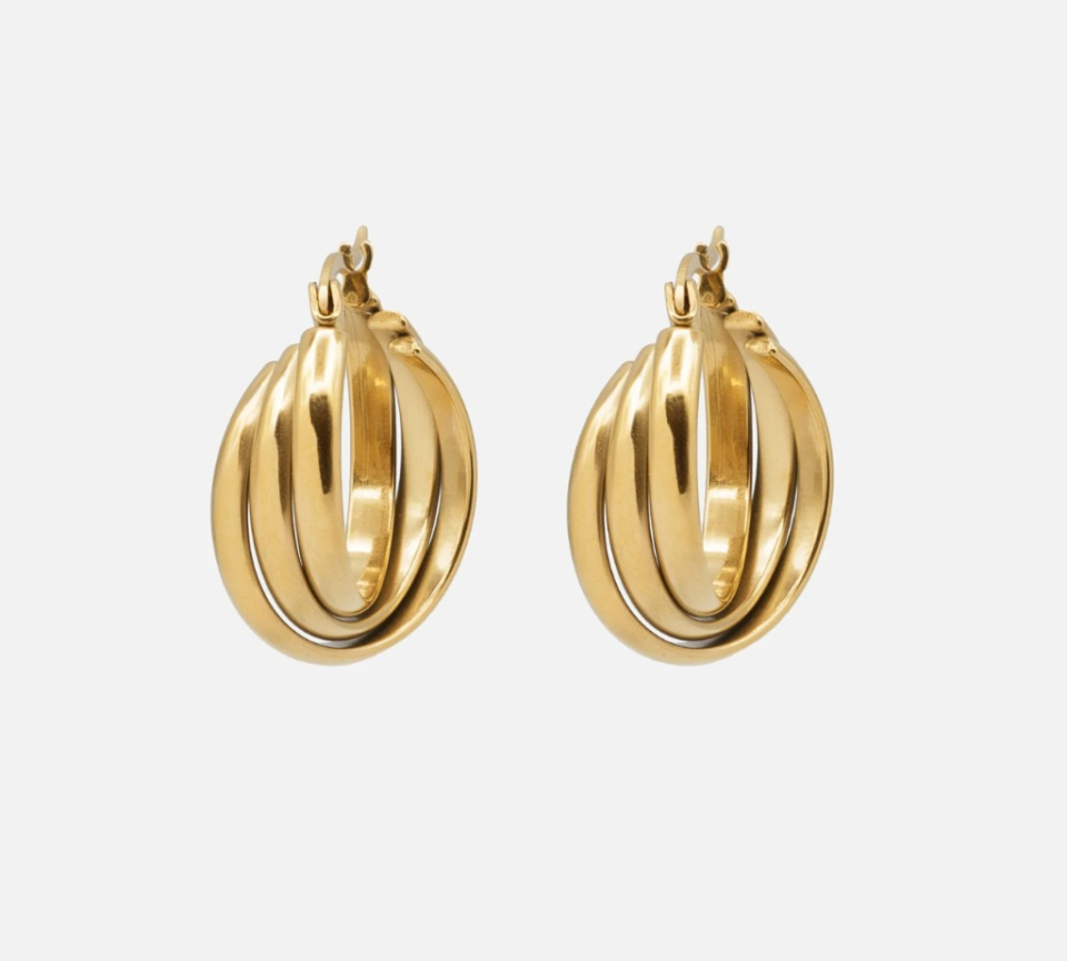 Boucles d'oreilles anneaux dorés entremêlés - BIZOU - PR251E007GL - Bizou