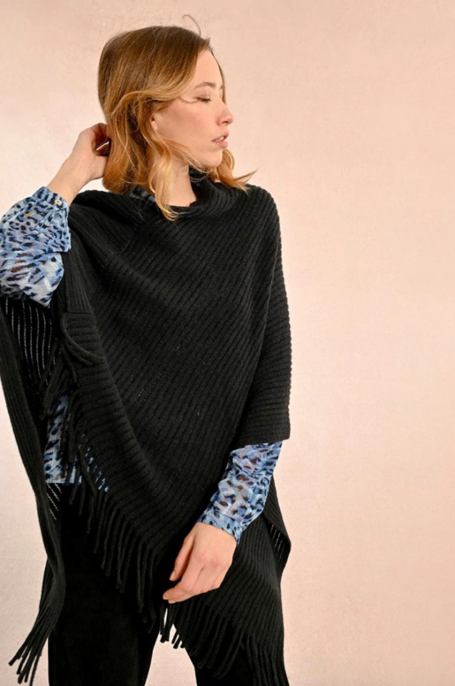 Poncho triangle à franges - MOLLY BRACKEN - B231DH - Molly Bracken